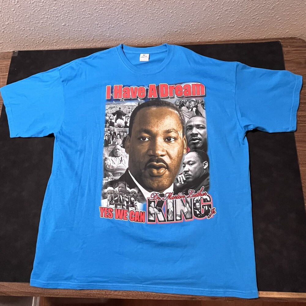 Vintage Martin Luther King T Shirt Mens 3XL Blue Portrait Black History Rap Tee